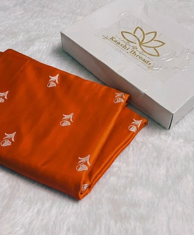 MKS305 Banarasi Mashru Silk Saree with Buta Pattern – Black, Red, Green, Yellow & Orange