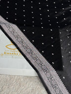 Elegant Black Banarasi Mashru Silk Saree with All-Over Buta Weave & Rich Zari Pallu | MKS818