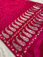 Rani Banarasi Mashru Silk Saree with Dot Buti Weaving & Fancy Jacquard Border MKS104
