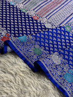 Royal Blue Meena Work Banarasi Mashru Silk Saree with Jacquard Weave MKS301