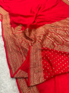 Premium Pure Silk Crepe Saree with Antique Zari Woven Border & Rich Pallu – PS32