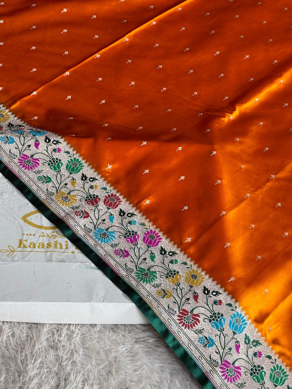 Mustard Green Contrast Paithani Mashru Kataan Silk Saree – MKS654
