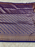 Banarasi Dupion Silk Saree with Embossed Antique Zari Weaving & Rich Antique Zari Pallu | STF57