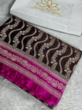 Coffee Brown & Dark Pink Mashru Kataan Silk Saree MKS361