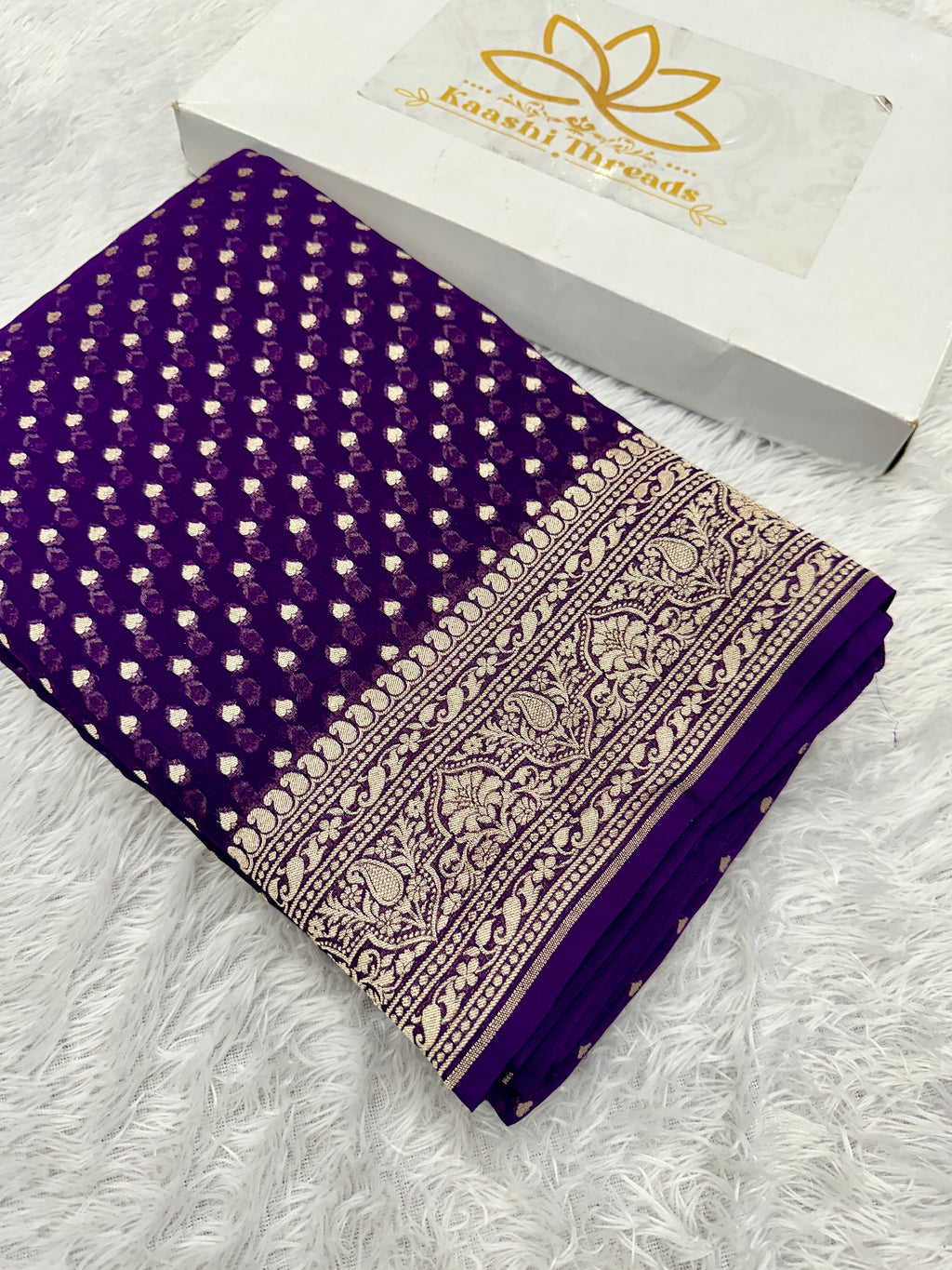 Purple Pure Natural Silk Khaddi Georgette Saree with Neem Zari Buti | PSG11