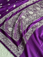 Magenta Banarasi Mashru Kataan Silk Saree with Buta Woven Design & Rich Zari Pallu | MKS687