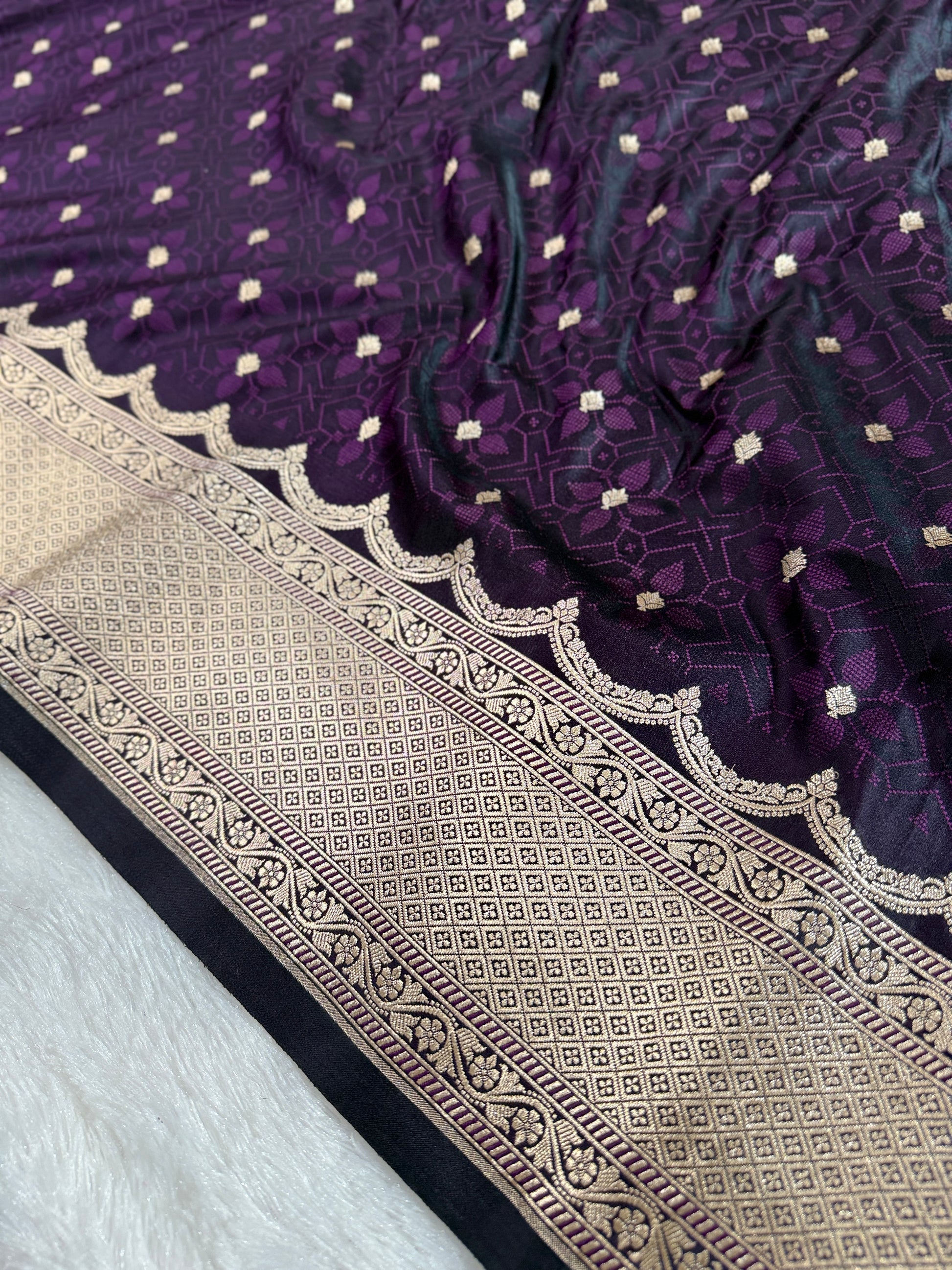 Wine Banarasi Mashru Silk Saree with Tanchoi Meena Woven Pattern & Fancy Jacquard Border MKS106