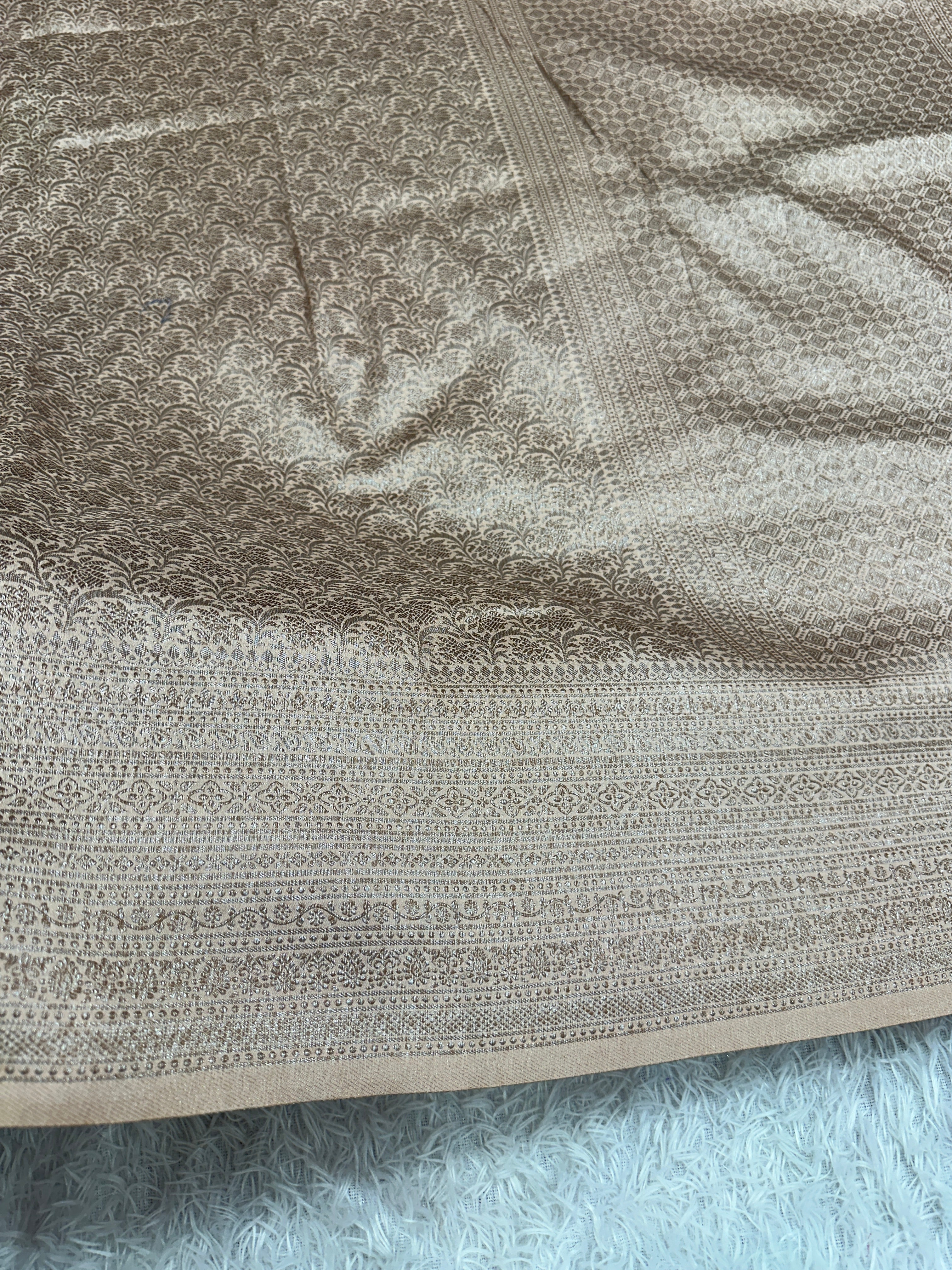 Pitch Banarasi Dupion Silk Saree with Embossed Antique Zari Weaving & Rich Antique Zari Pallu | STF111