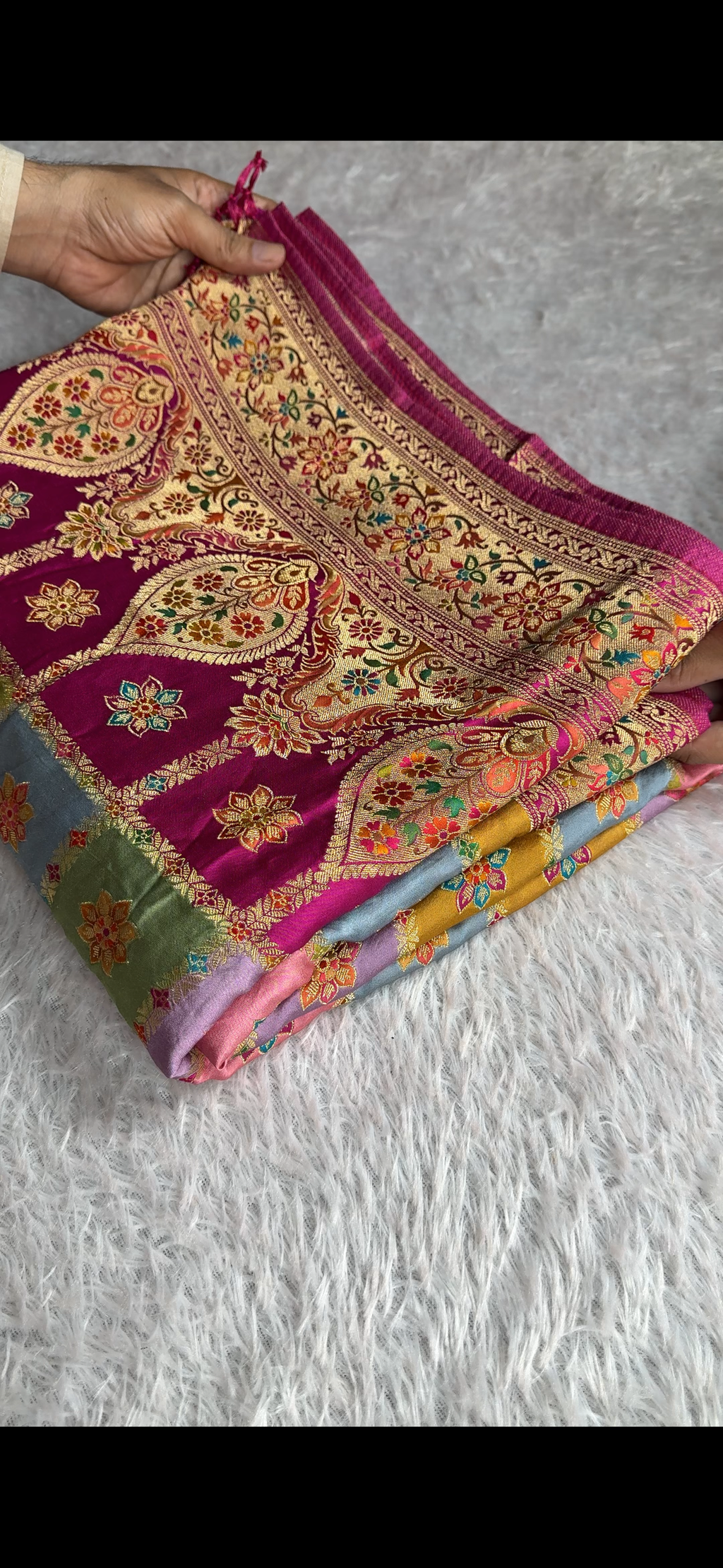 Pure Modal Silk Multicolour Saree with Zari & Pashmina Work | Rich Zari Pallu | MKS641