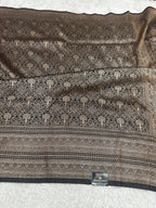 Black Banarasi Dupion Silk Saree with Embossed Antique Zari Weaving & Rich Antique Zari Pallu | STF79