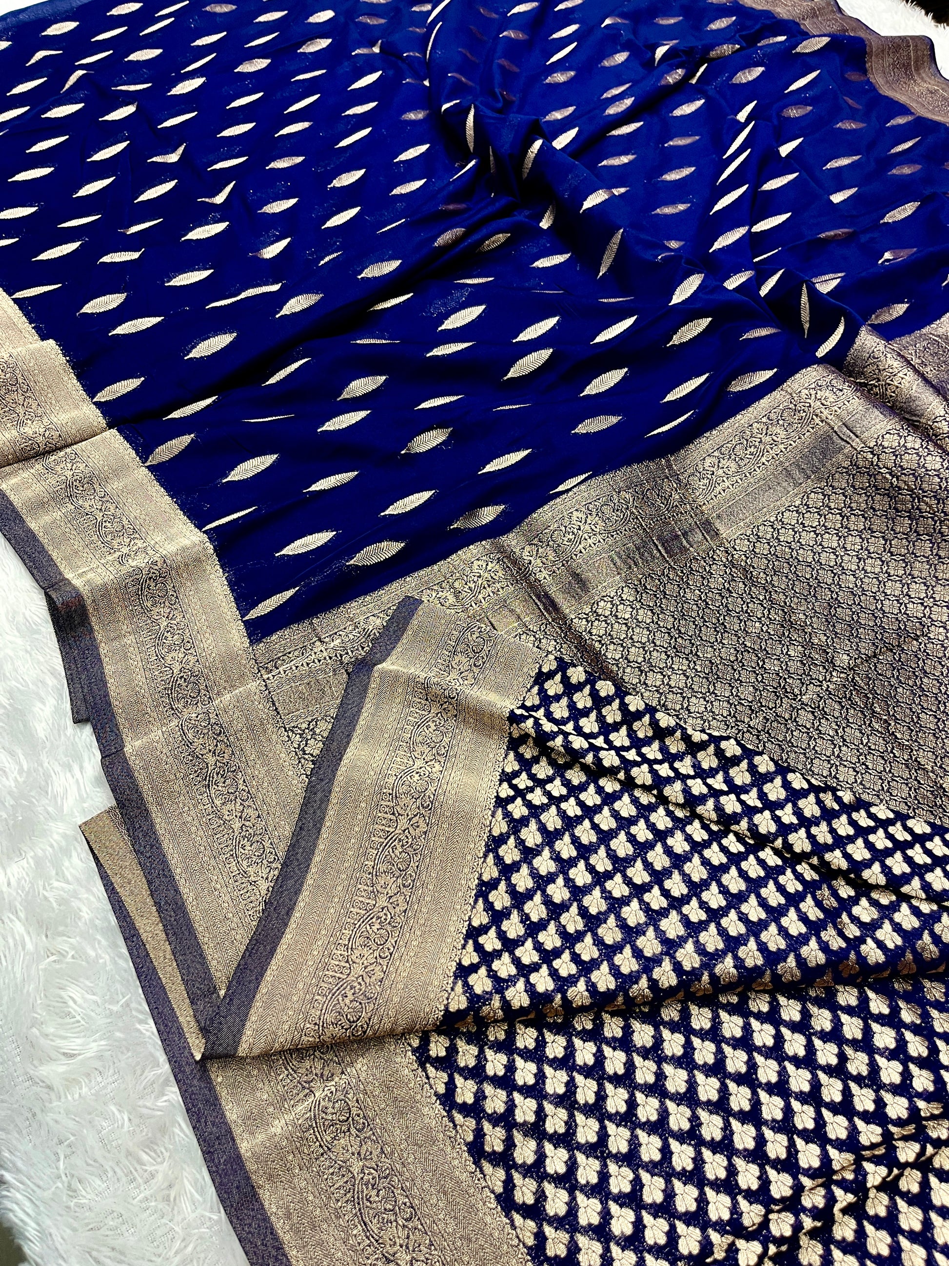 Chinon Silk Andakar Navy Blue  Color Saree CN02