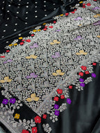 Black Mashru Kataan Silk Saree with Buta Design & Meenakari Zari Border MKS631
