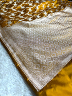 Mustard Mashru Silk Saree in Jaal Pattern MKS010