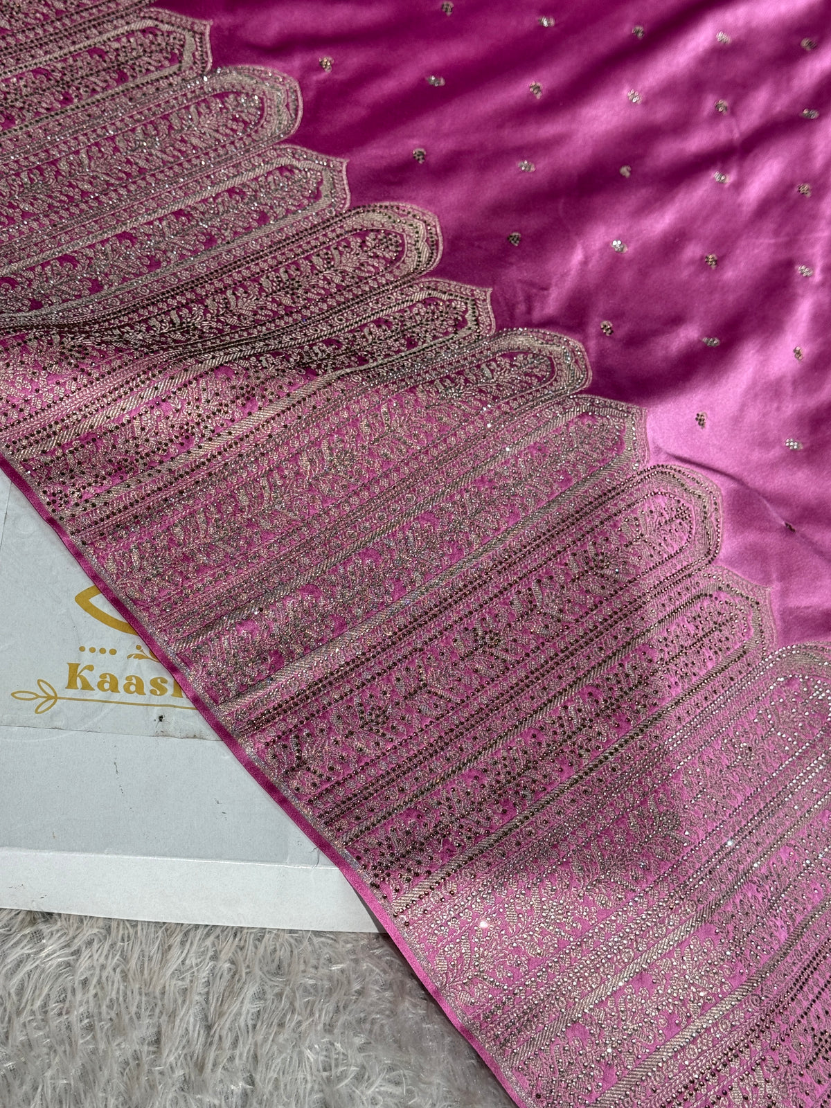 MKS809 – Premium Mashru Kataan Silk Saree with Ikkat Zari Weaving & 1 Lakh+ Swarovski Work