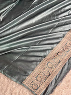 Grey Mashru Kataan Silk Saree with Elegant Buta Woven Design & Rich Zari Pallu | MKS817
