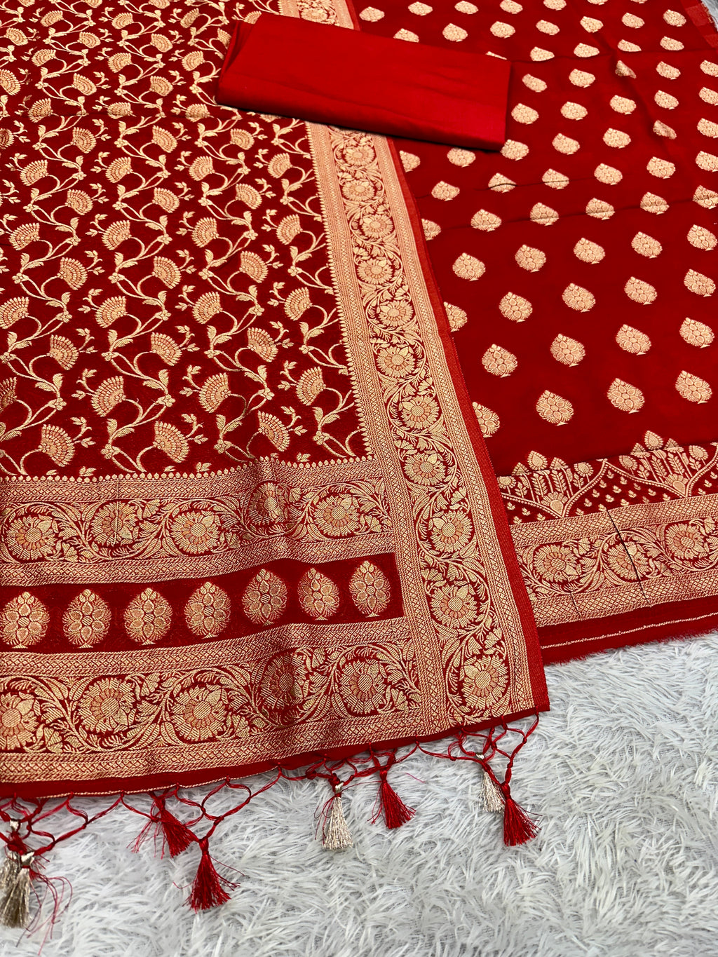 Banarasi Jacquard Zari Georgette Suit Dress – 3 Pc Set MSS21