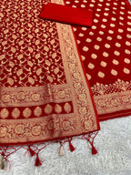 Banarasi Jacquard Zari Georgette Suit Dress – 3 Pc Set MSS21