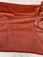 Red  Banarasi Dupion Silk Saree with Embossed Antique Zari Weaving & Rich Antique Zari Pallu | STF76