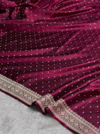 ✨ Mashru Kataan Silk Saree with Tanchoi Woven Pattern, Zari Border & Rich Zari Pallu MKS416