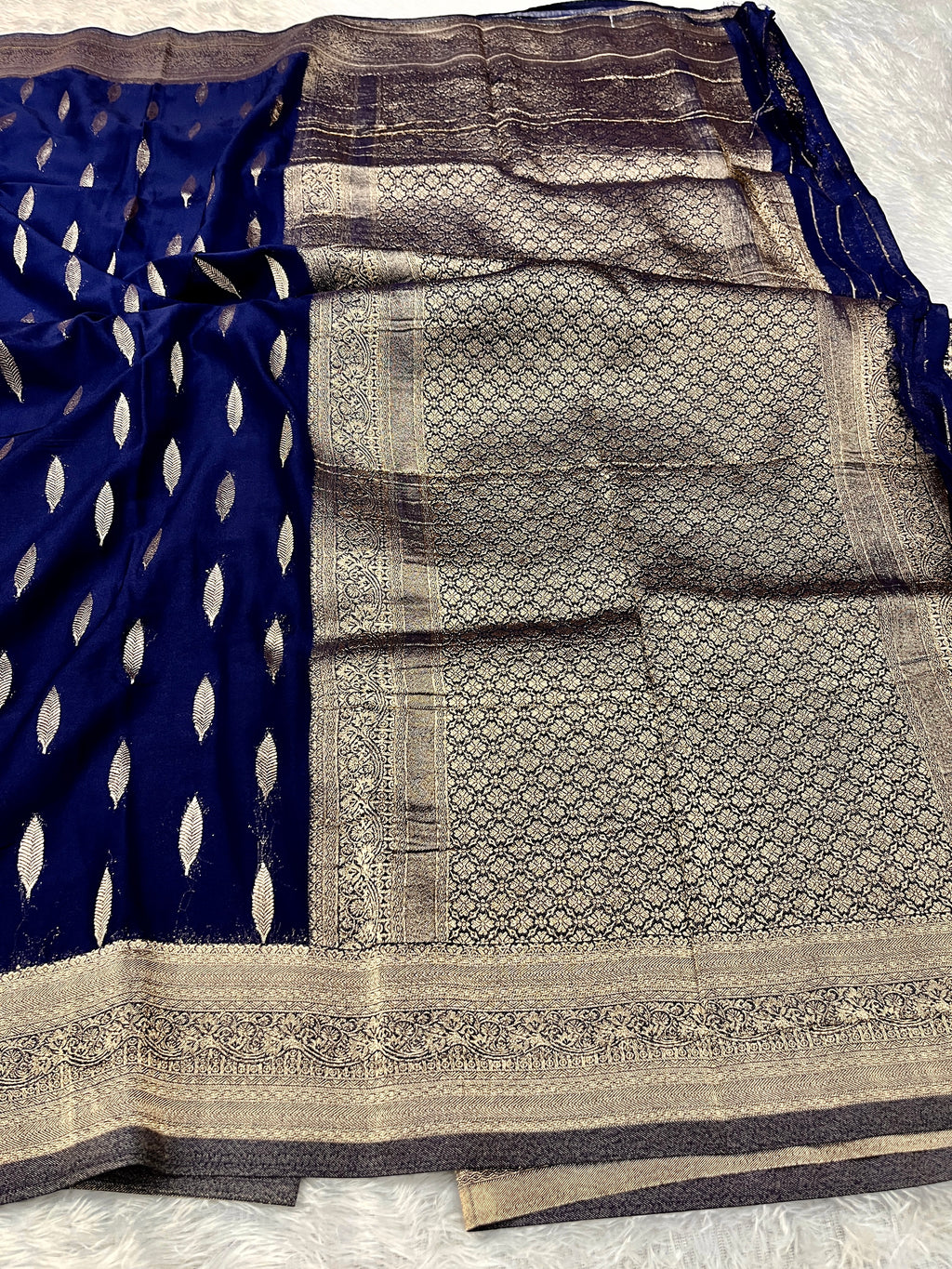 Chinon Silk Andakar Navy Blue  Color Saree CN02