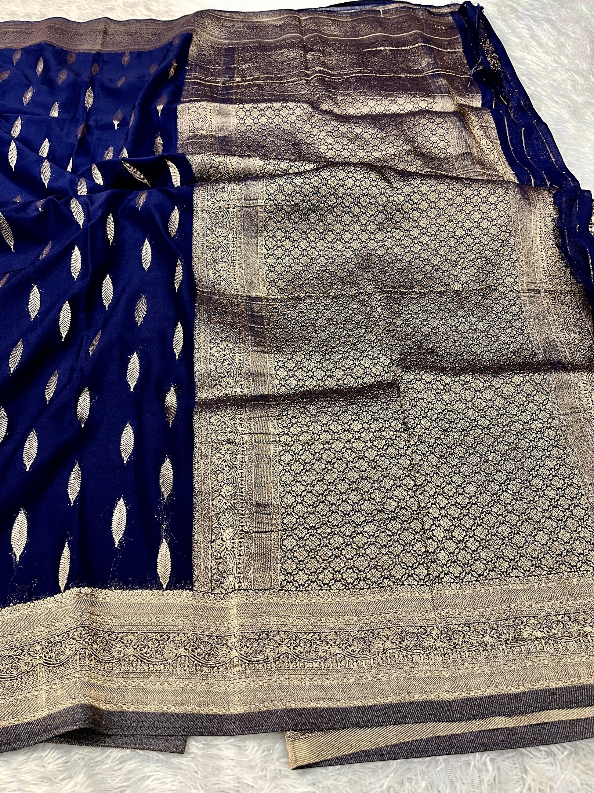 Chinon Silk Andakar Navy Blue  Color Saree CN02