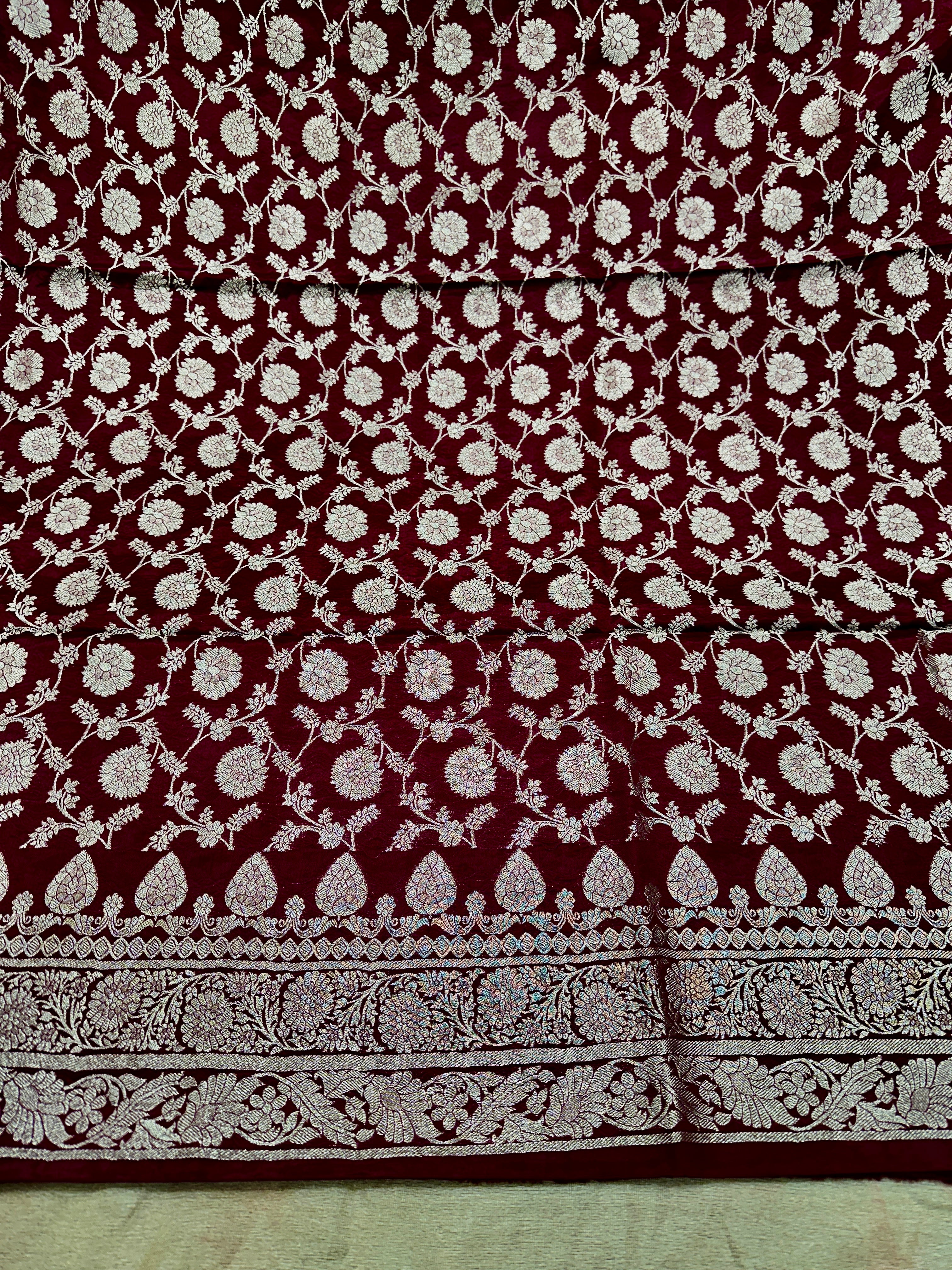 ✨ Banarasi Jacquard Gap Buti HO Silk 3-Piece Unstitched Dress Material MSS23