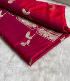 Banarasi Mashru Kataan Silk Saree Featuring Flower Buta Design with Ikkat Border and Zari Pallu – MKS409