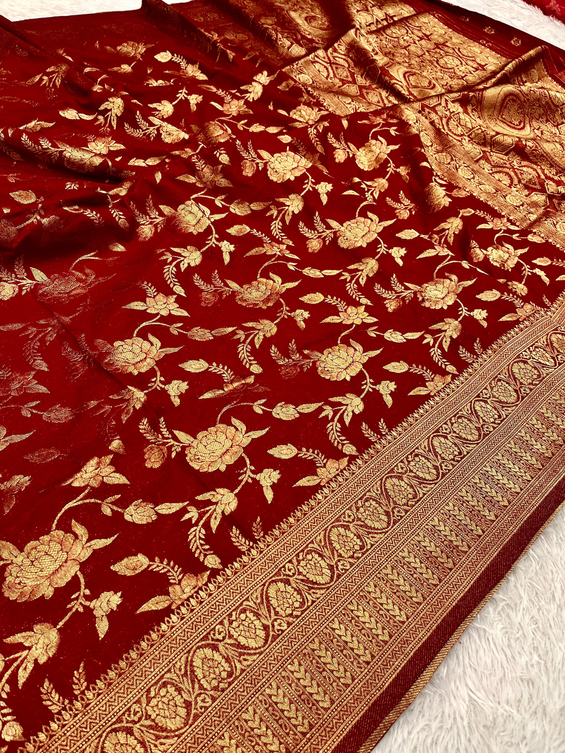 Chinon Silk Jaal Design Maroon   Color Saree CN03