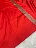 Red Banarasi Dupion Silk Saree with Embossed Antique Zari Weaving & Rich Antique Zari Pallu | STF81