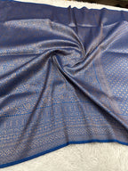 Light blue Banarasi Dupion Silk Saree with Embossed Antique Zari Weaving & Rich Antique Zari Pallu | STF89