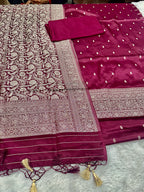 ✨ Banarasi Jacquard Gap Buti HO Silk 3-Piece Unstitched Dress Material MSS14