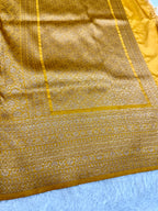 Mustard Yellow Banarasi Dupion Silk Saree with Embossed Antique Zari Weaving & Rich Antique Zari Pallu | STF61
