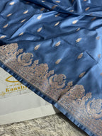 MOF Color Banarasi Mashru Silk Saree with Leaf Buta Jacquard Weave MKS156