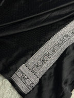 Elegant Black Banarasi Mashru Silk Saree with All-Over Buta Weave & Rich Zari Pallu | MKS818