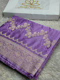 MKS303 – Mauve Banarasi Mashru Silk Saree with Jaal Woven Design & Rupa Sona Zari