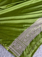 Sea Green Mashru Kataan Silk Banarasi Saree with Zari Jaal Weaving | MKS751