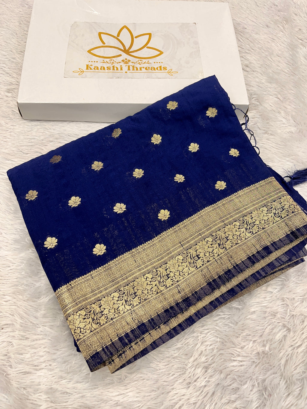 Raw Silk Navy Blue  Color Buti Saree RS001