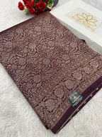 Maroon Banarasi Dupion Silk Saree with Embossed Antique Zari Weaving & Rich Antique Zari Pallu | STF62