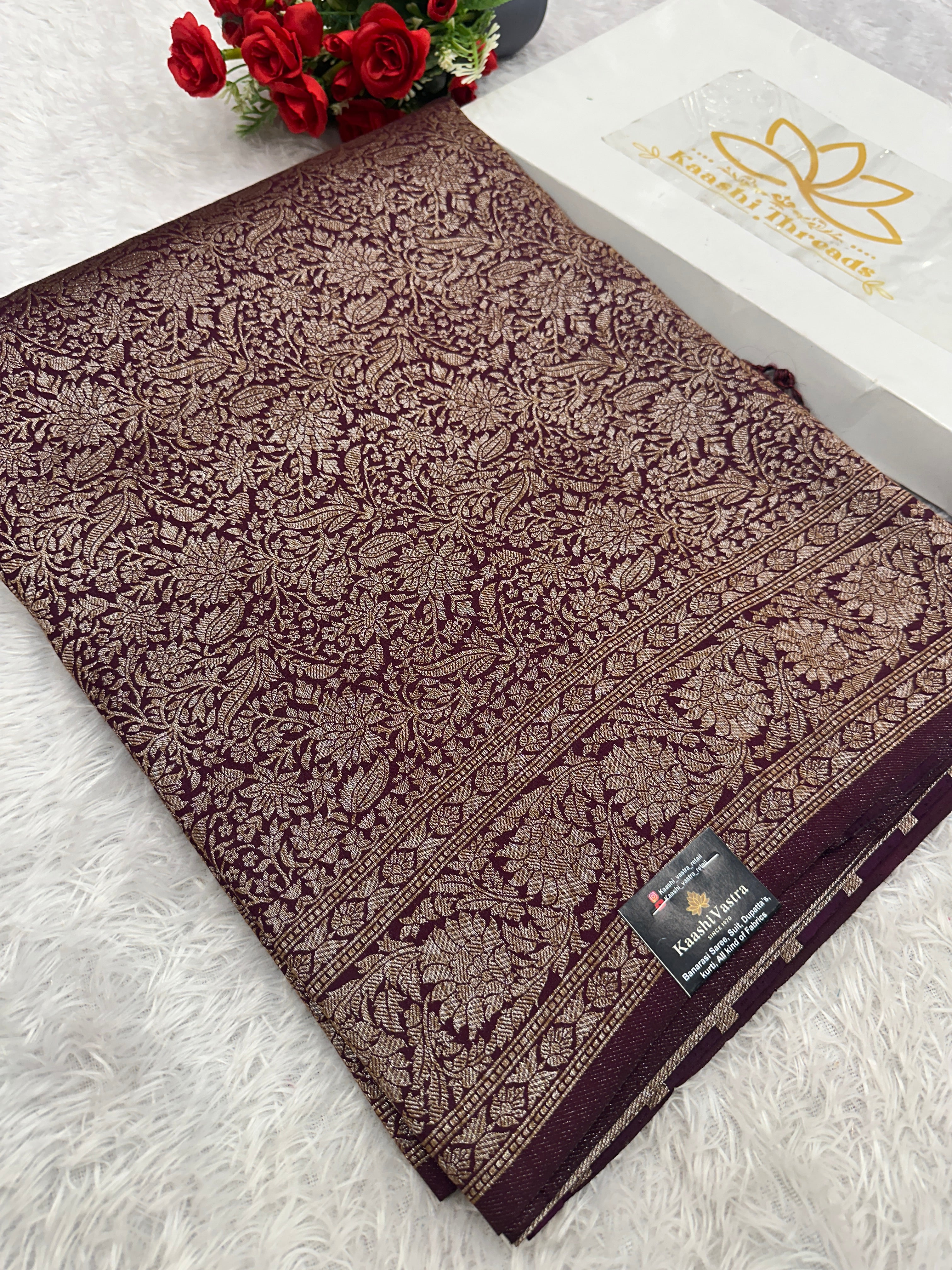 Maroon Banarasi Dupion Silk Saree with Embossed Antique Zari Weaving & Rich Antique Zari Pallu | STF62