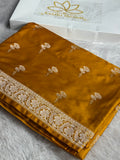 Premium Yellow Banarasi Mashru Kataan Silk Saree with Jaal Weave & Rupa-Sona Zari MKS119