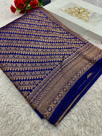 Banarasi Dupion Silk Saree with Embossed Antique Zari Weaving & Rich Antique Zari Pallu | STF57