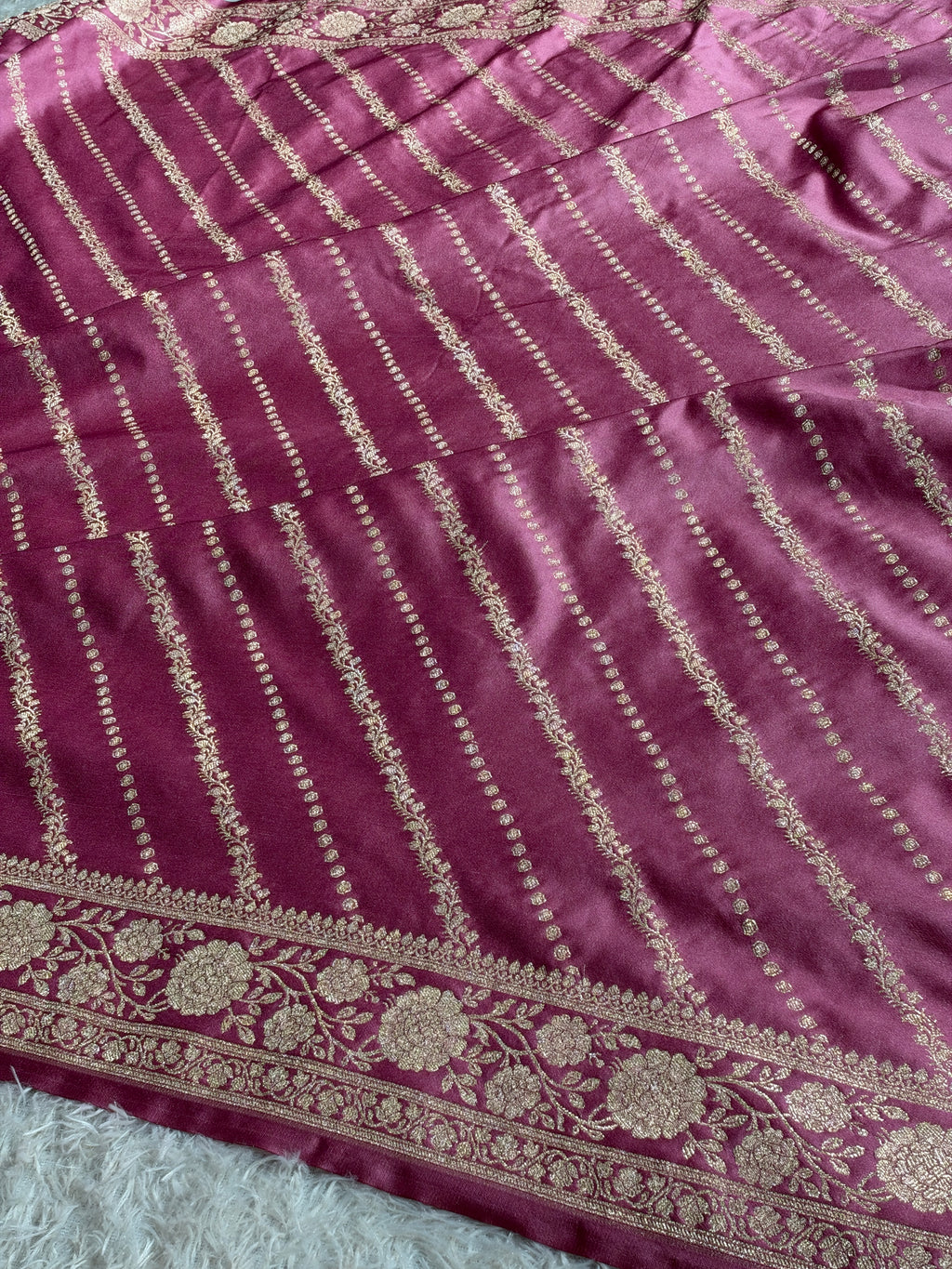 Gajri Pink Dual Shade Mashru Katan Silk Saree with All-Over Swarovski Siroski Work, Woven Pallu & Blouse | Festive & Party Wear Saree | MKS842