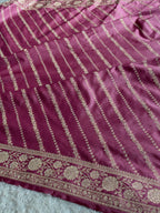 Gajri Pink Dual Shade Mashru Katan Silk Saree with All-Over Swarovski Siroski Work, Woven Pallu & Blouse | Festive & Party Wear Saree | MKS842