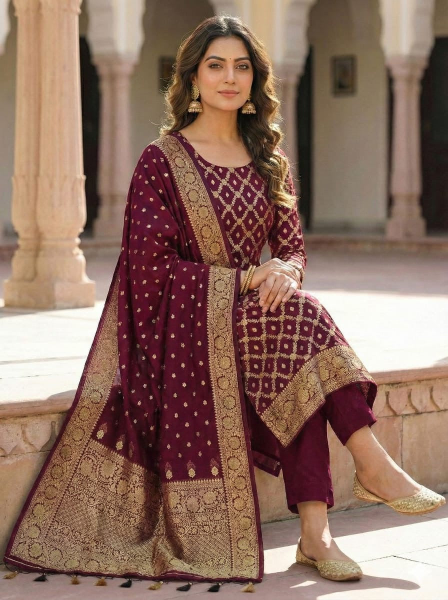 ✨ Banarasi Viscose Georgette Suit Set ✨VSS12