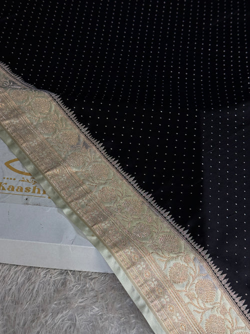 Black & Beige Chunri Zari Woven Saree with Rich Pallu – MKS832