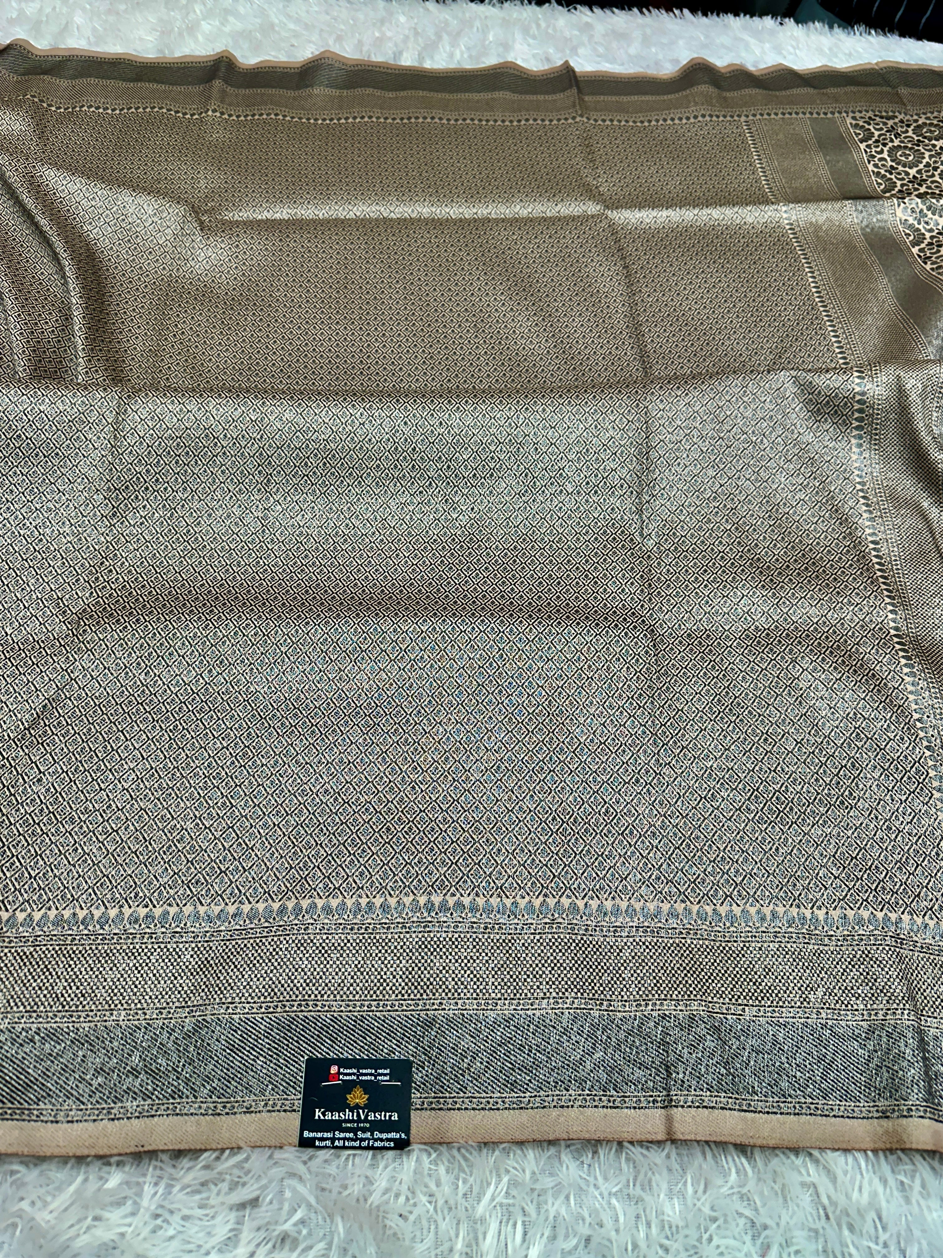STF54 – Royal Pitch Dupion Saree with Embossed Square Woven Designs