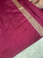 Wine Banarasi Dupion Silk Saree with Embossed Antique Zari Weaving & Rich Antique Zari Pallu | STF65