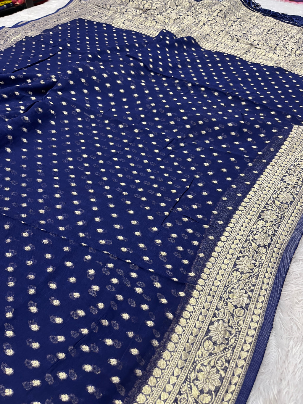 Banarsi Pure Natural Georgette Traditional Patti Buti  Design VSG05