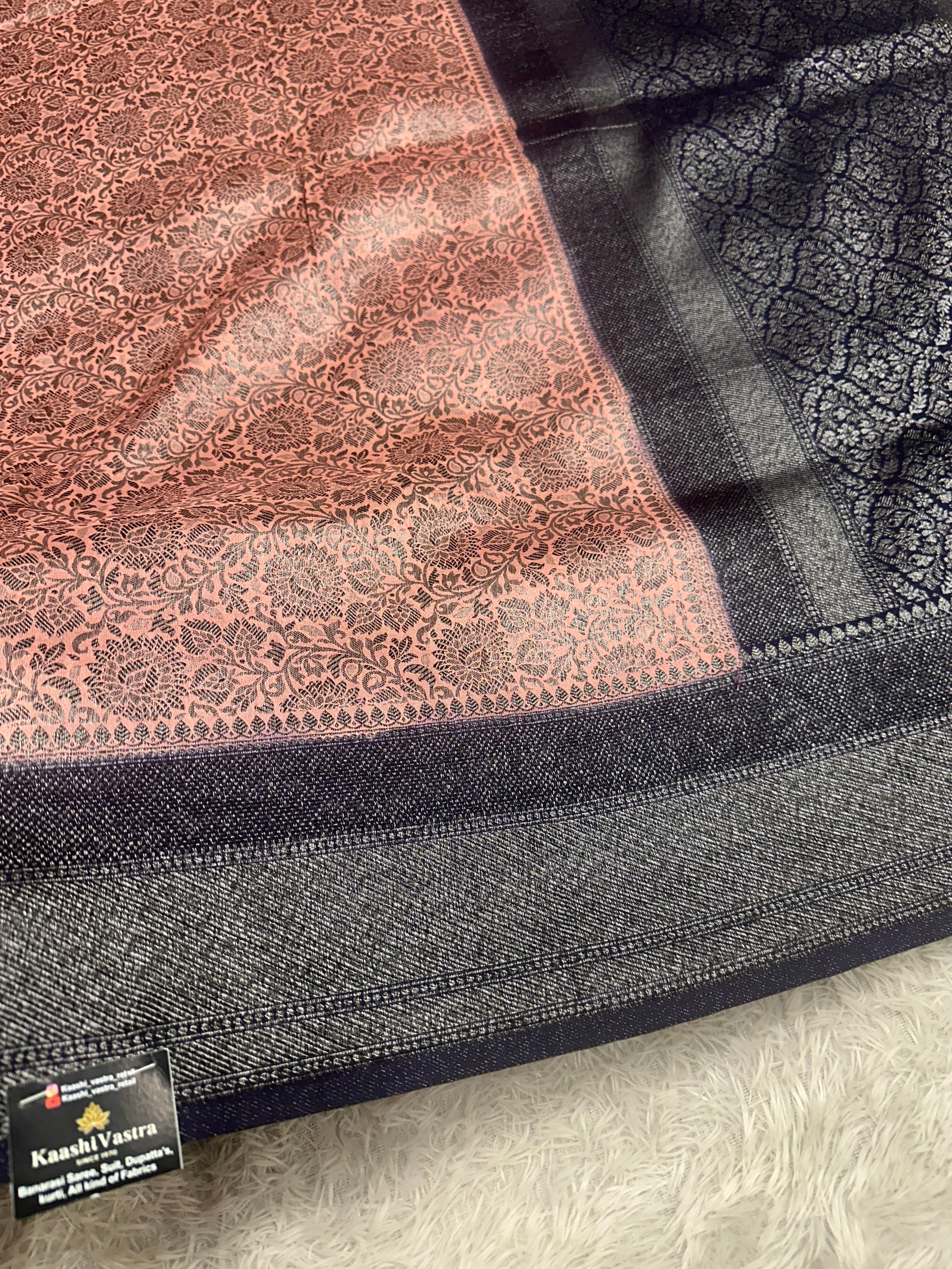 STF41 – Royal Pitch Dupion Saree with Silver-Black Antique Zari Weaving