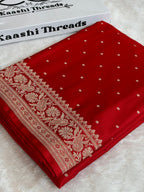 Red Mashru Kataan Silk Banarasi Saree with Buti Woven Design & Rich Zari Pallu – MKS864